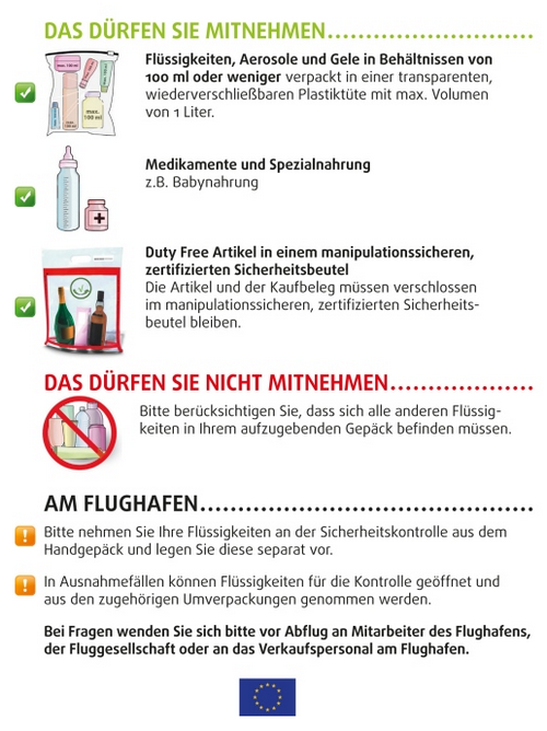 Flüssigkeiten im Handgepäck